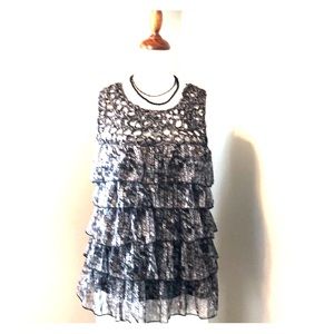 💥Yag Gray Chiffon Layered Ruffle Top